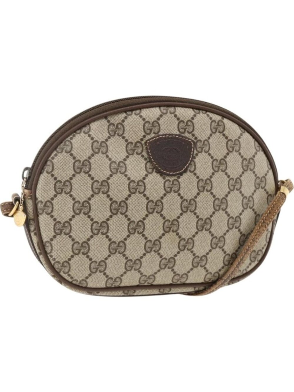 GUCCI GG Supreme Shoulder Bag PVC Beige Gold